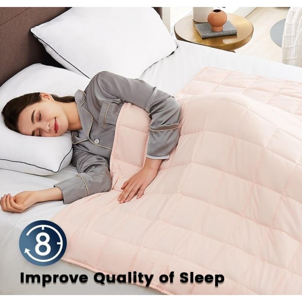 CuteKing Weighted Blanket 15lb 60x80 Pink Adults Glass Beads Open Box New - Picture 4 of 7
